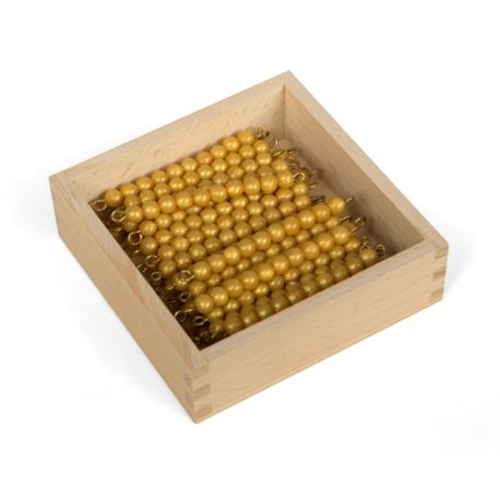 Kasten mit 45 goldenen Zehnerstangen, Kunststoff