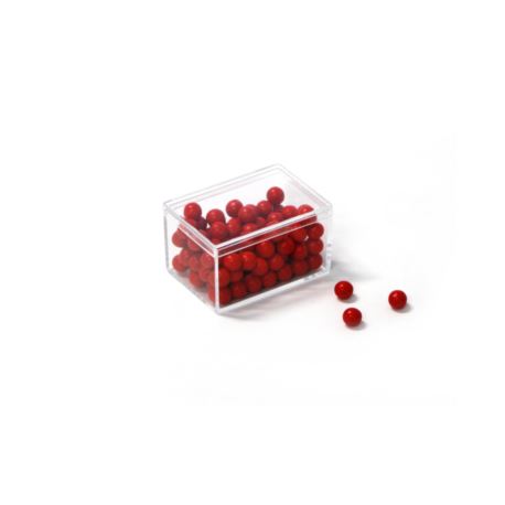 Kunststoffdose mit 100 roten Perlen